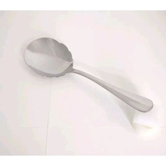 Wallace 18/10 Continental Classic Stainless Serving Spoon Scalloped Edge - Picture 1 of 14